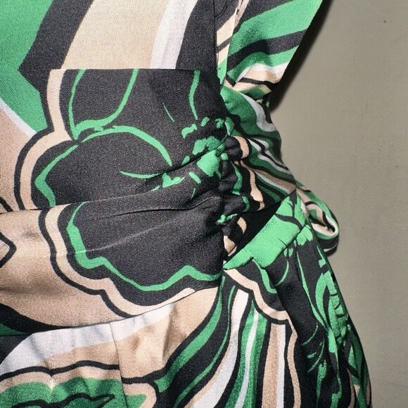 NWT Anne Klein Floral Green Black White Belted Midi Dress Women's Size 4 $139 - Picture 11 of 15